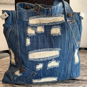 Distressed Denim Tote Bag